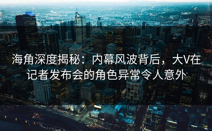 海角深度揭秘：内幕风波背后，大V在记者发布会的角色异常令人意外
