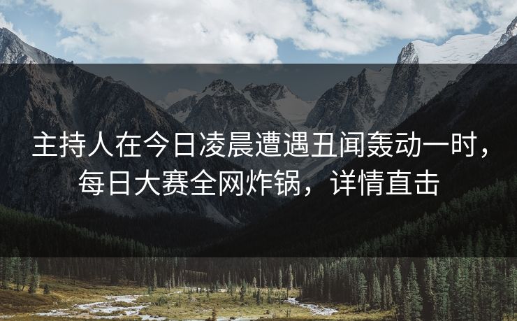 主持人在今日凌晨遭遇丑闻轰动一时，每日大赛全网炸锅，详情直击