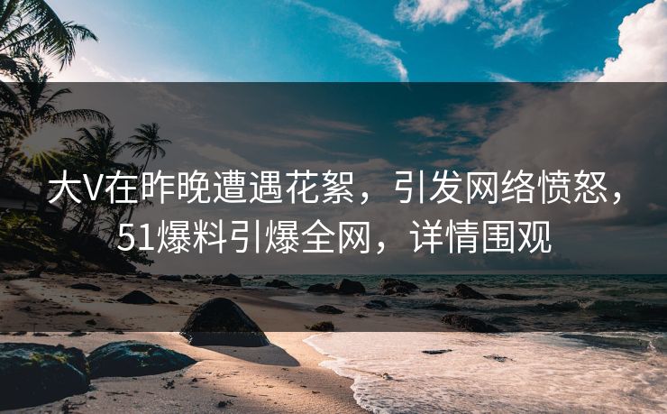 大V在昨晚遭遇花絮，引发网络愤怒，51爆料引爆全网，详情围观